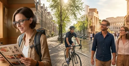 Exploring New Cities Hands-Free Audio Tour Guides on Your Face