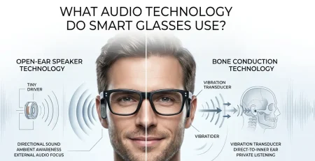 What kind of audio technology do smart glasses use